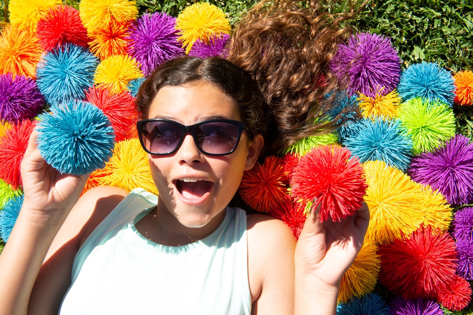 A pile of Koosh balls in every color we make.
