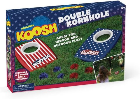 Two Koosh Double Kornhole Americana boards with Koosh balls