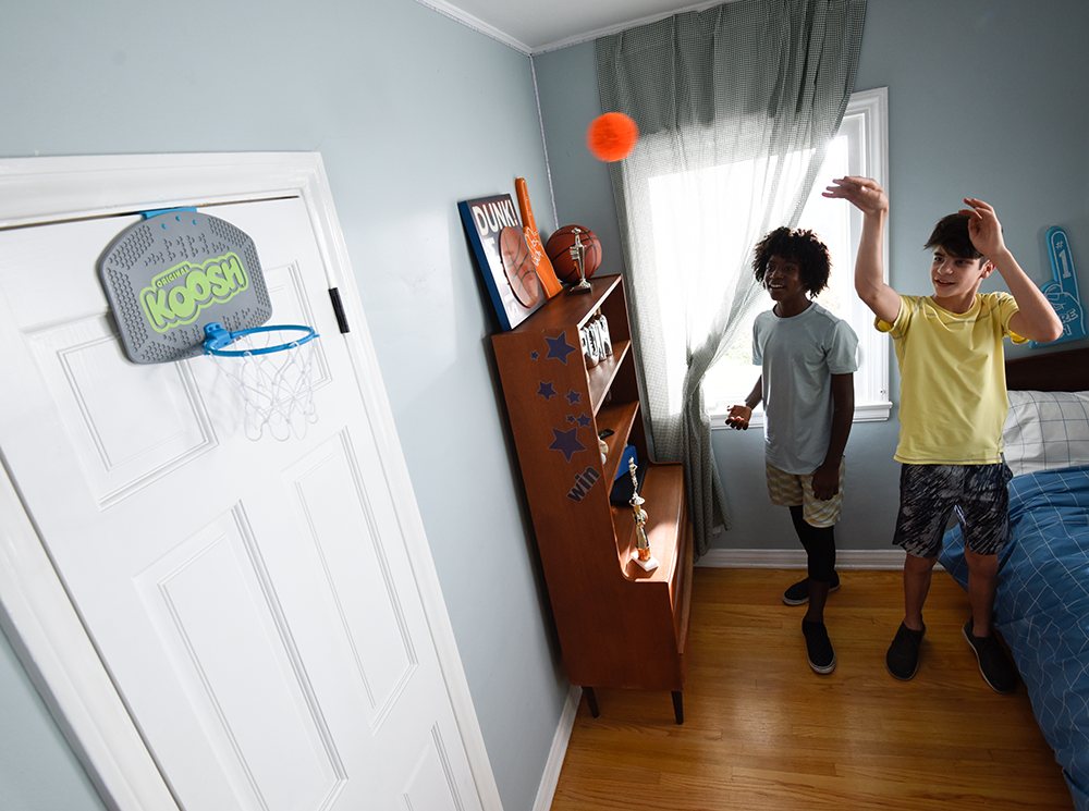 Koosh Hoops hanging on a bedroom door